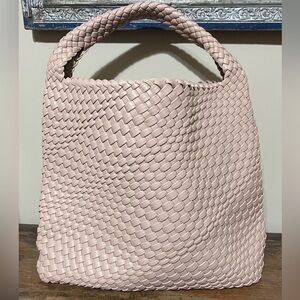 Soft Pink Woven Hobo Bag